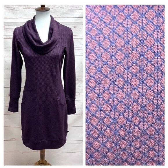 Merrell Indira Geometric Cowlneck Double Geo Ponte Knit Long Sleeve Pocket Dress - Picture 2 of 7